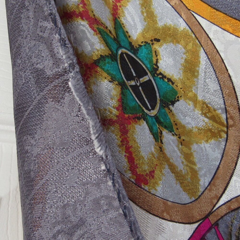 HERMES 1837 Feux D'Artifice Scarf Wrap Foulard Gray Lavender 1990 ed. Vintage - Picture 5 of 11